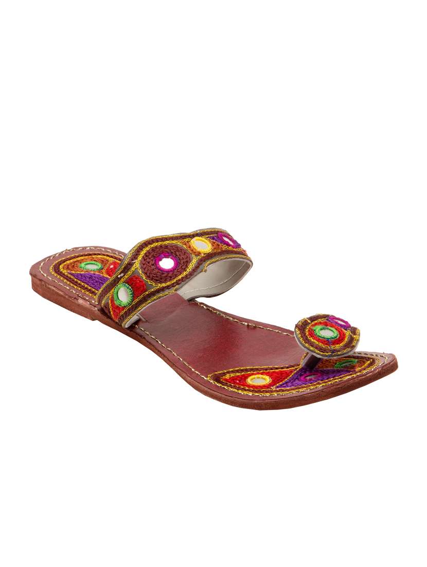 multi colored fabric kolhapuris