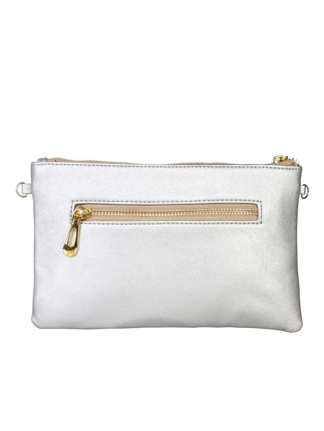 silver leatherette clutch - 13027841 - Standard Image - 1
