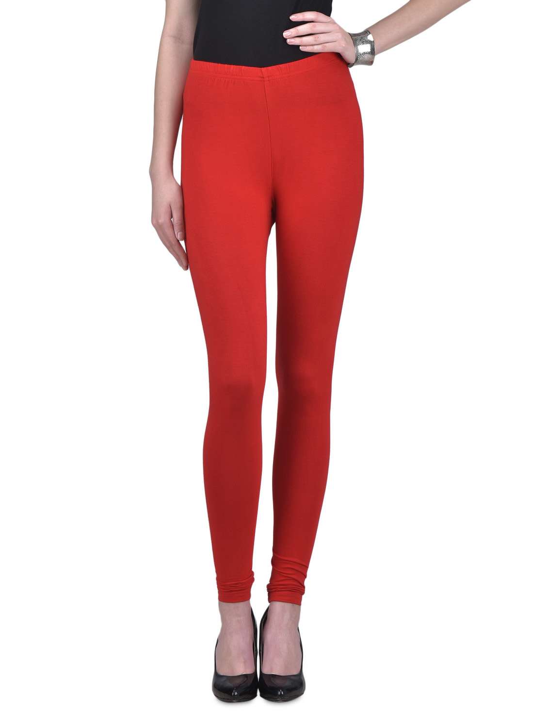 red  viscose lycra leggings