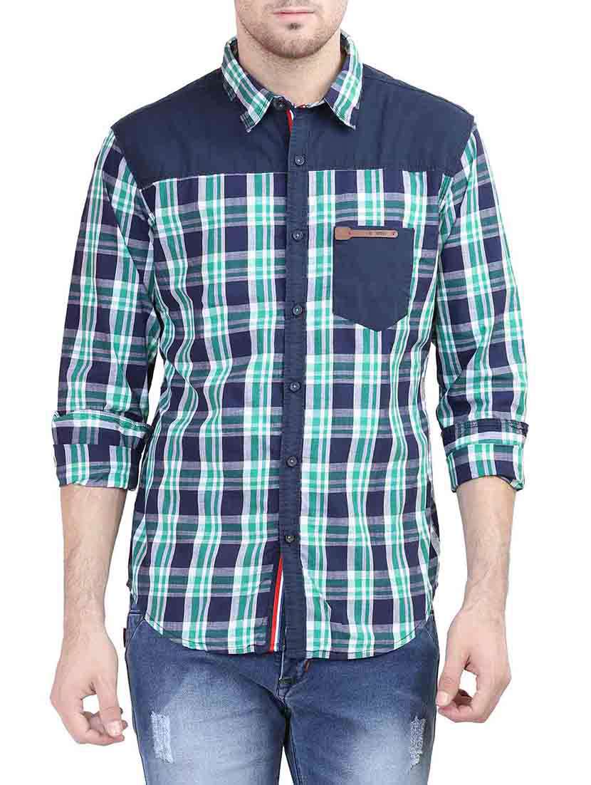 blue cotton checked casual shirt