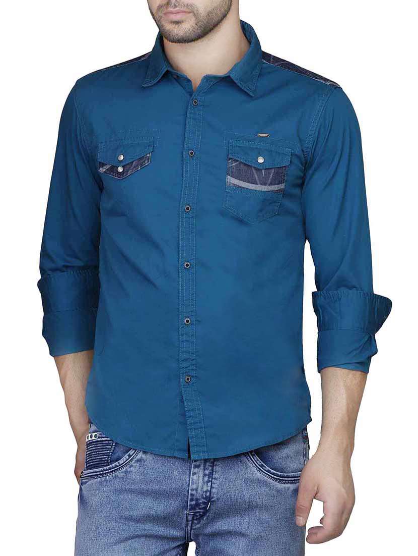 dark blue cotton casual shirt