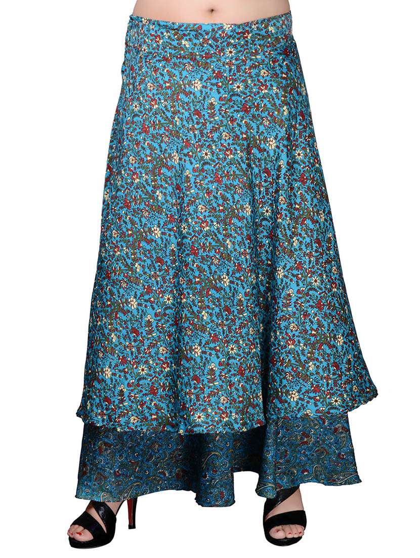 blue crepe wrap skirts