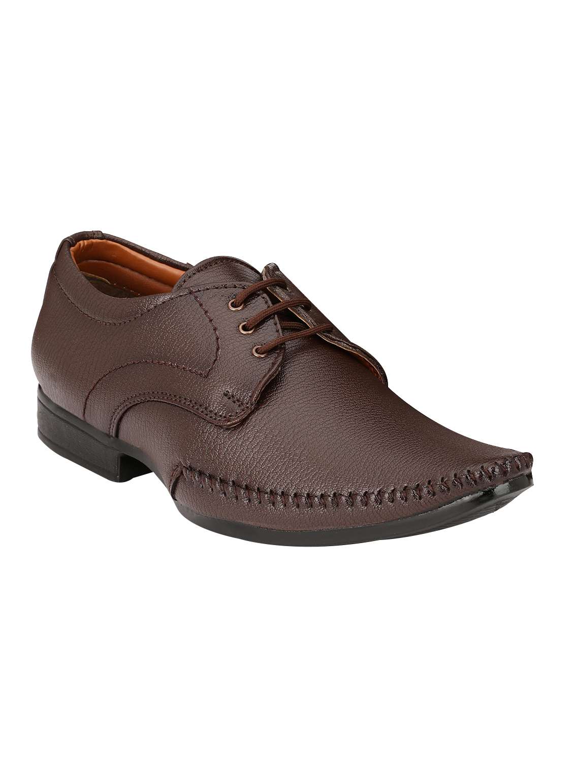 brown leatherette lace up derby