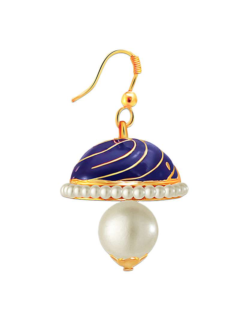 blue metal meenakari earrings - 13042204 -  Standard Image - 1