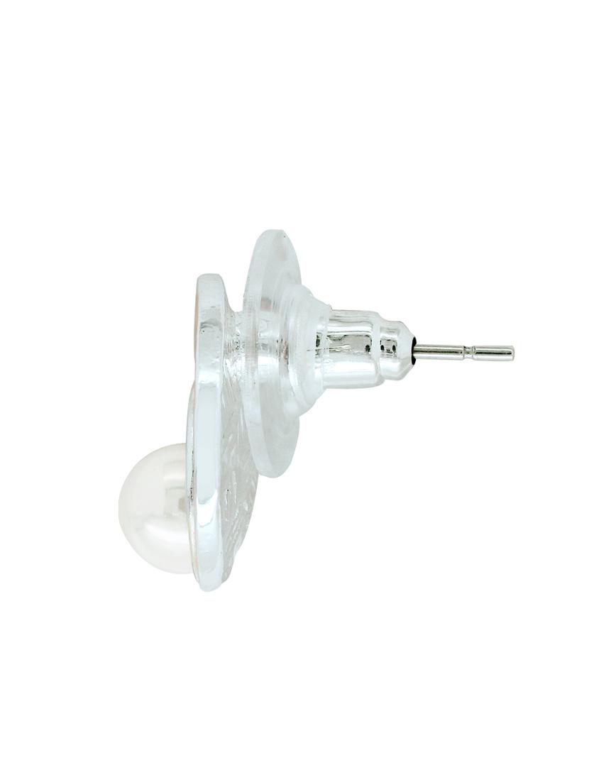 silver metal studs earrings - 13042349 - Standard Image - 1
