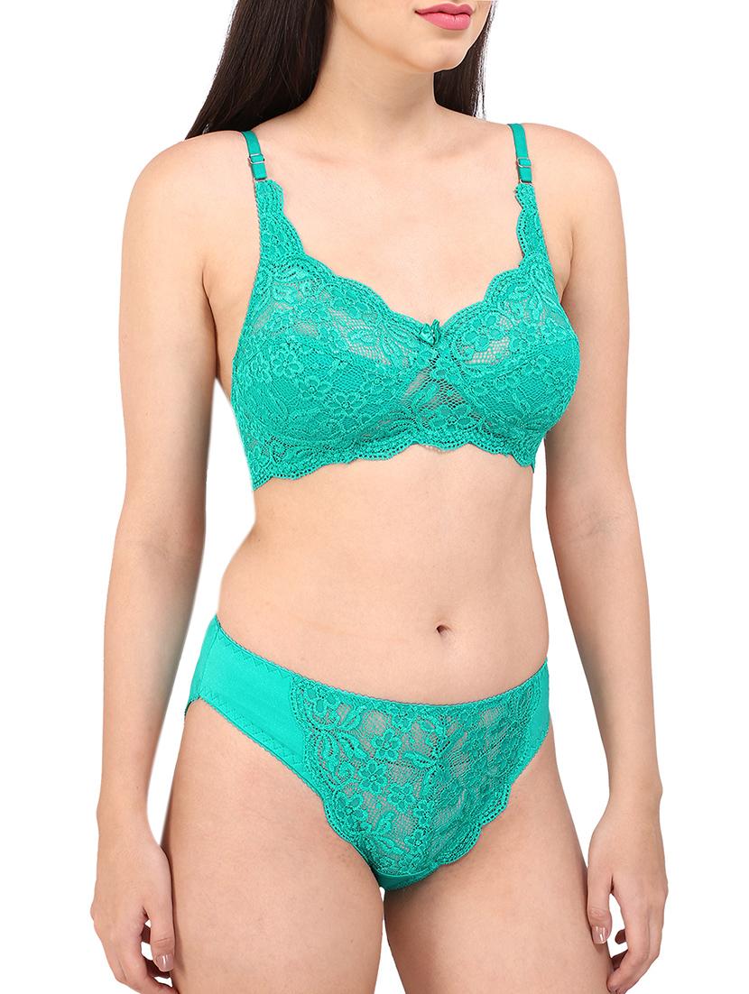 green lace bra and panty set - 13046238 - Standard Image - 1