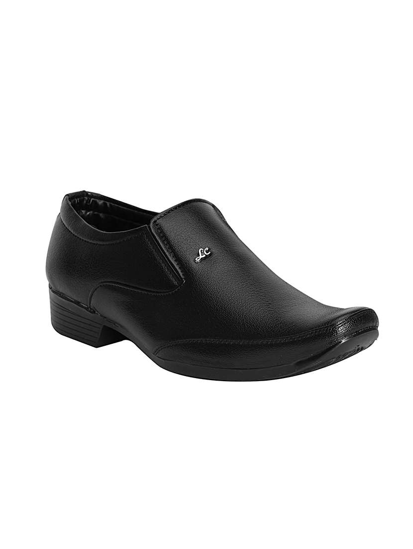 black leatherette slip on