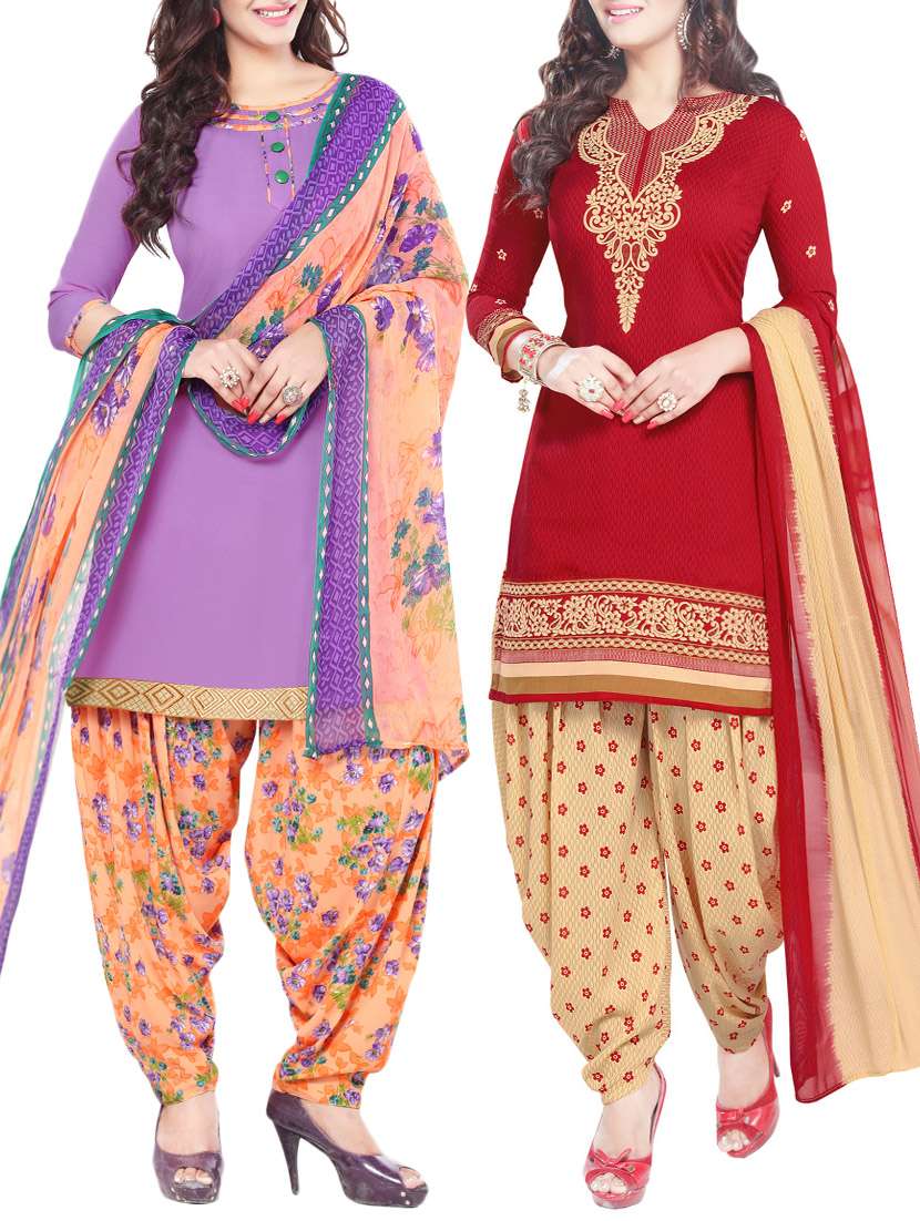 multi colored crepe suit combos unstitched