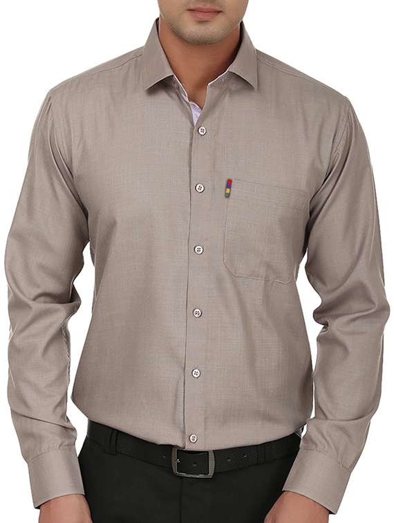 brown cotton formal shirt
