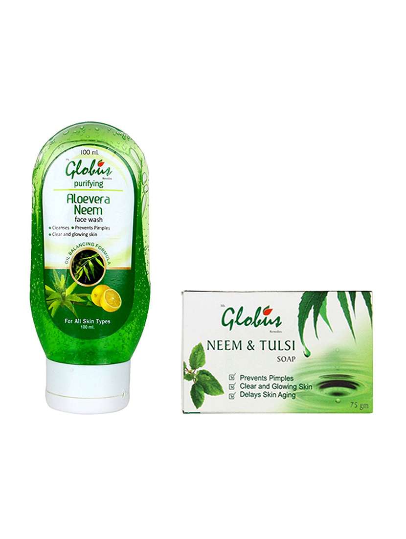 globus aloe face wash & neem soap