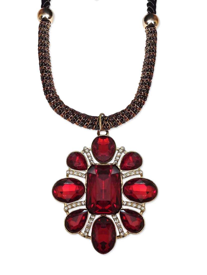 red metal other long necklace