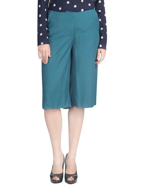 blue viscose culottes