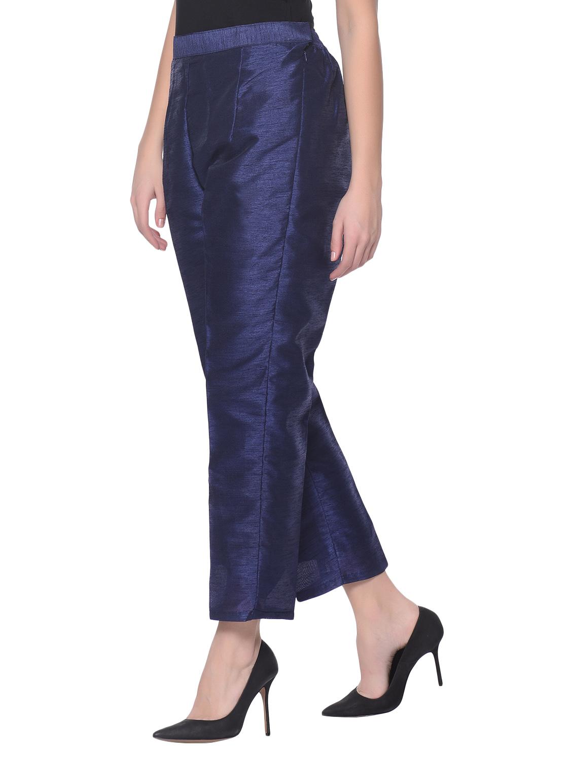 dark blue tussar trouser - 13054367 - Standard Image - 1