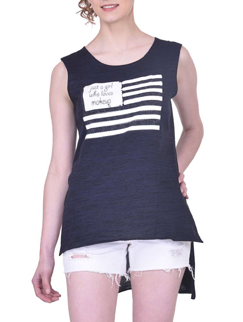 navy blue jersey high low top