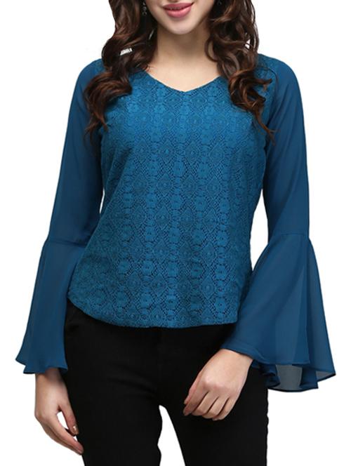 bell sleeved crocheted top - 13056020 -  Standard Image - 0