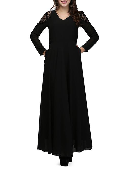 laced panel v-neck gown - 13056287 - Standard Image - 0