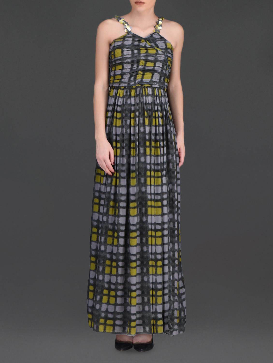 Printed Grey Sleeveless Maxi Dress - By