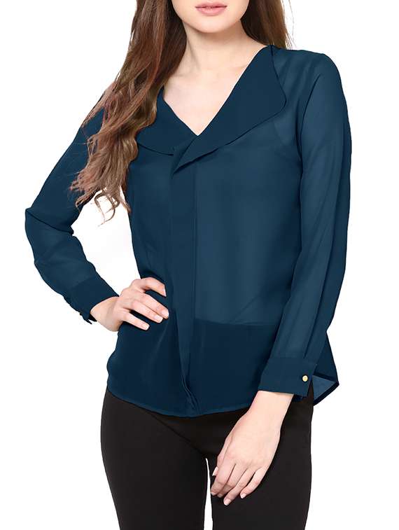 women's straight lapel neck top