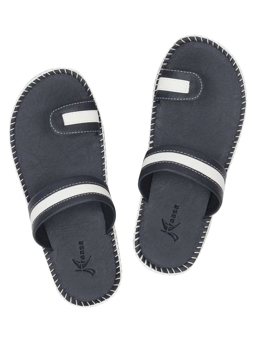 blue leatherette slip on slipper