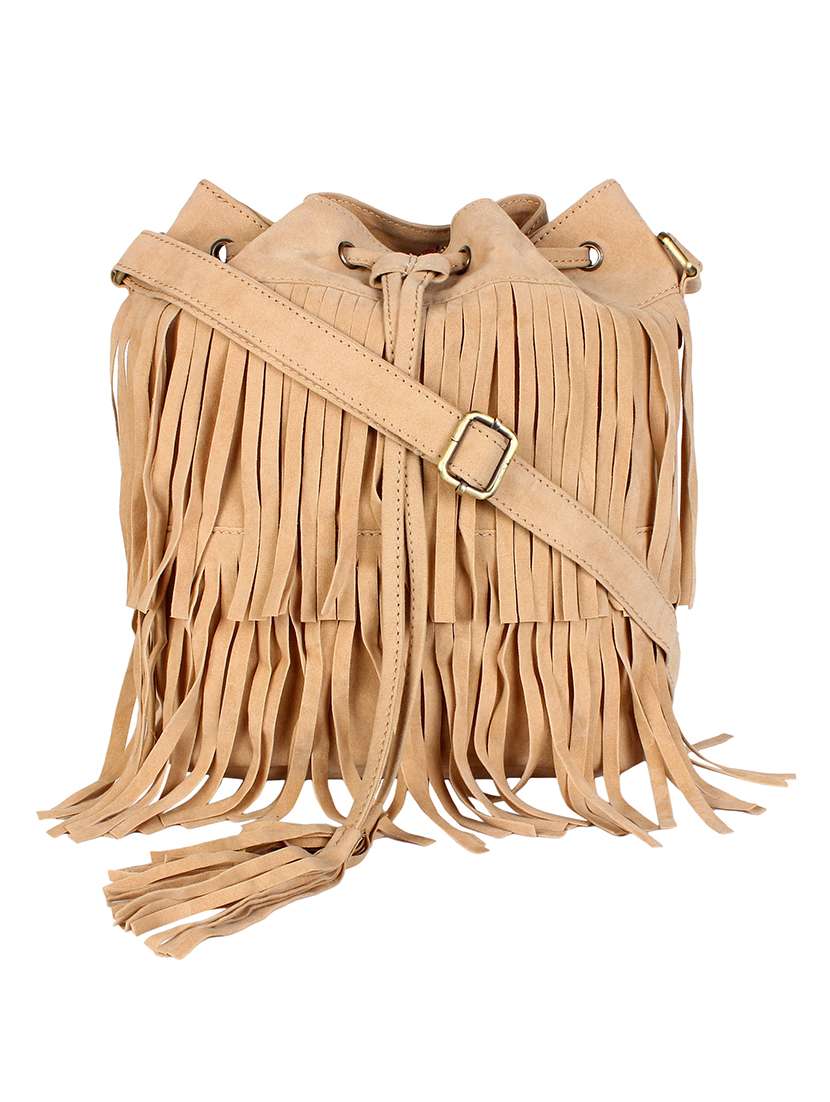 beige leatherette sling bag