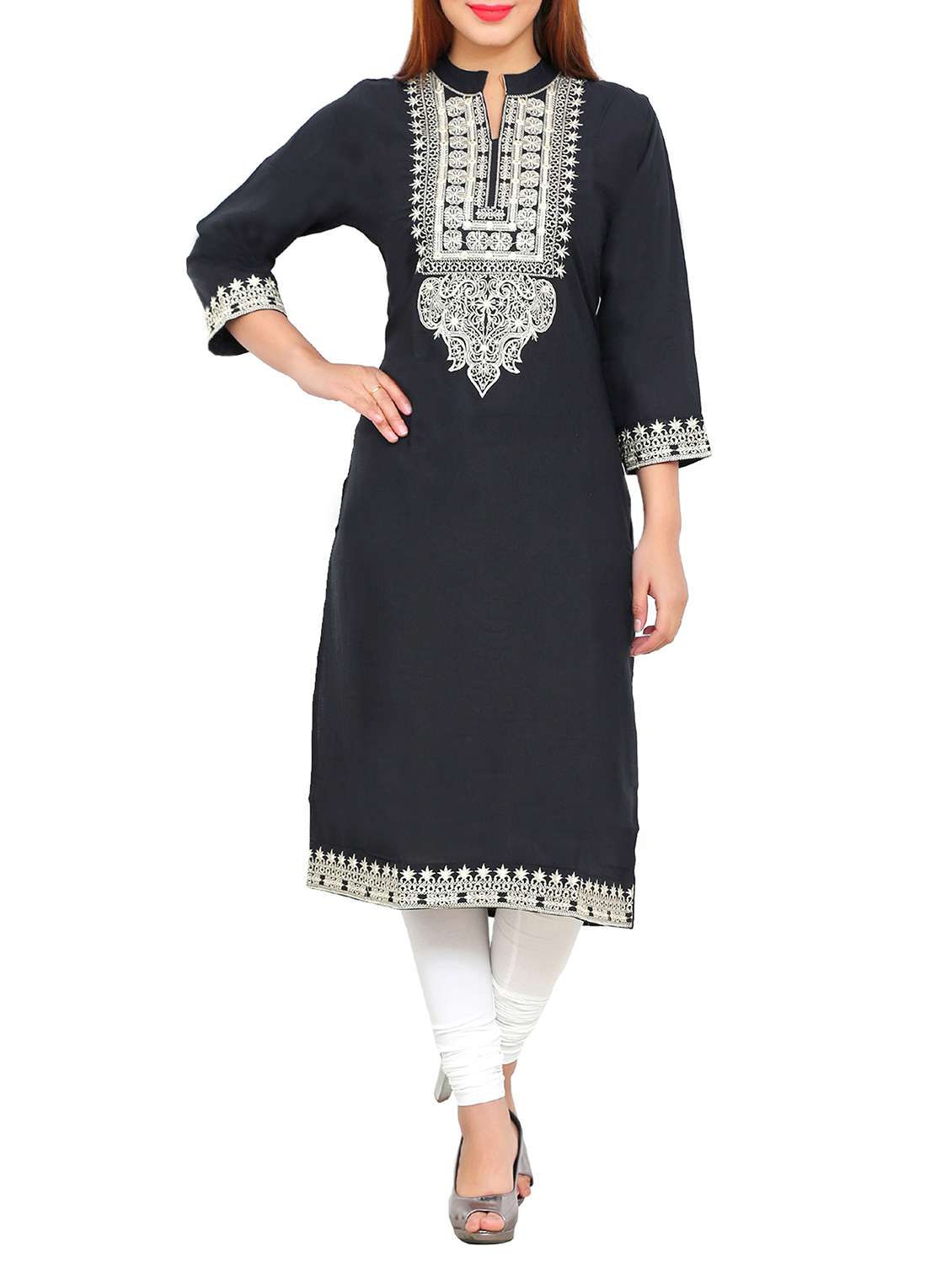 Embroidered straight kurta