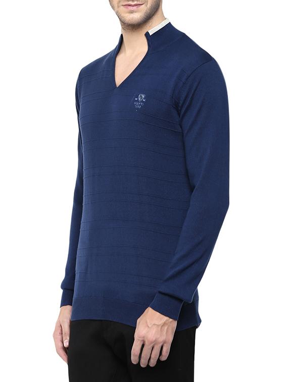solid navy blue cotton pullover - 13064445 - Standard Image - 1