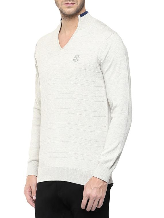 off white melange cotton pullover - 13064446 - Standard Image - 1