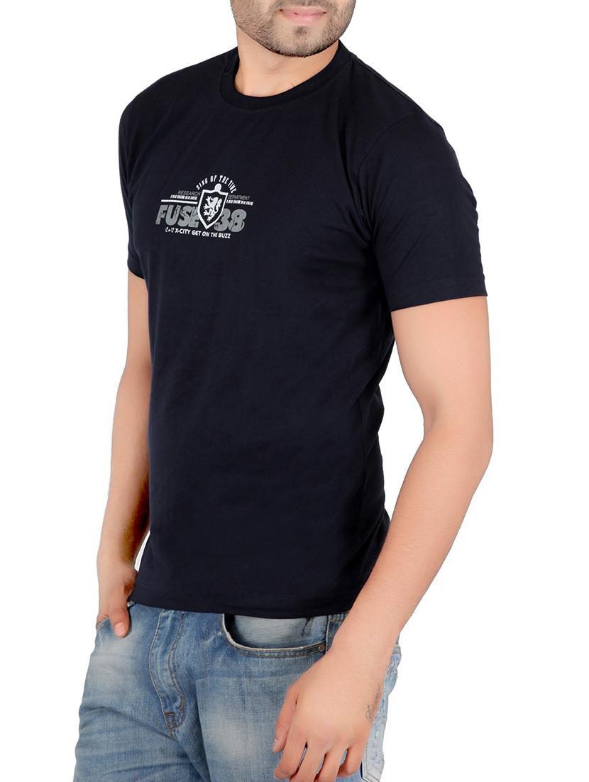 black cotton chest print t-shirt - 13066739 - Standard Image - 1