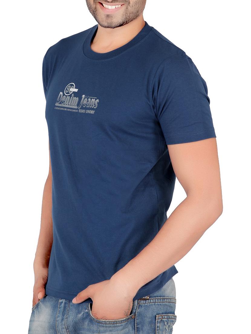 navy blue cotton printed t-shirt - 13066741 - Standard Image - 1