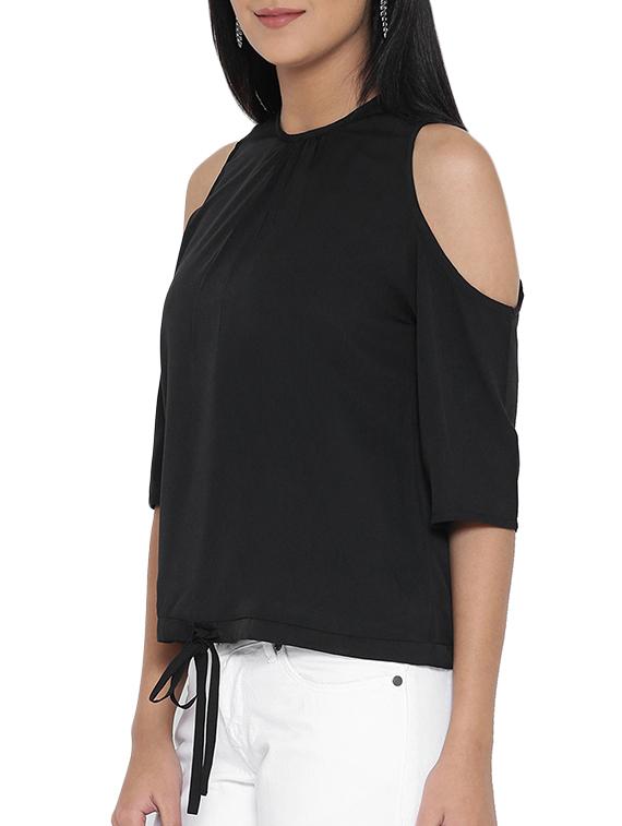 black polyester regular top - 13069301 - Standard Image - 1