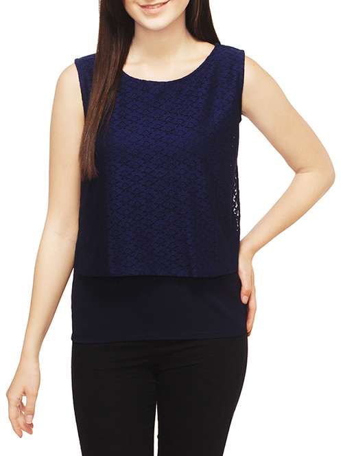 women's layered round neck top - 13069991 -  Standard Image - 0