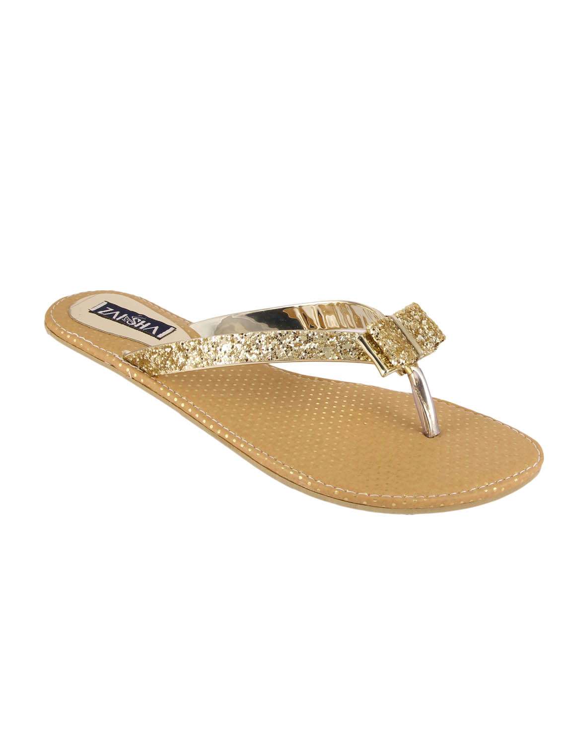 gold pvc toe separator sandals