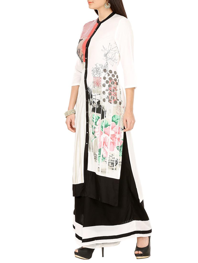 white rayon long kurta - 13074210 -  Standard Image - 1
