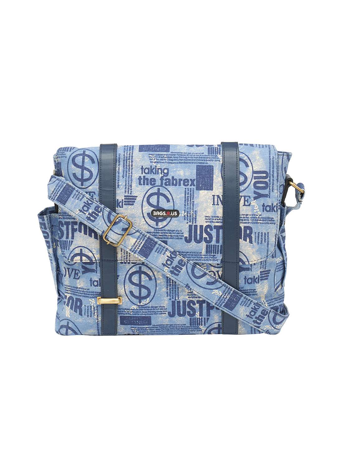 blue canvas fashion messenger bag