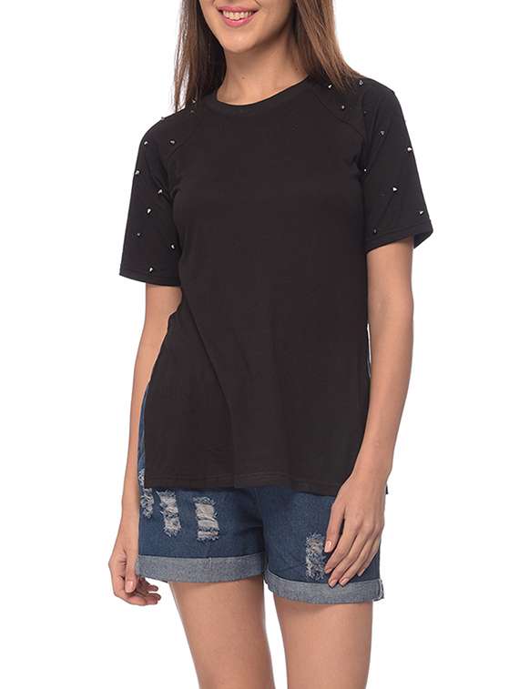 black cotton regular top