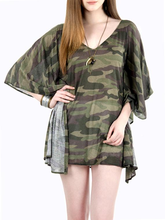 multicoloured printed viscose kaftan
