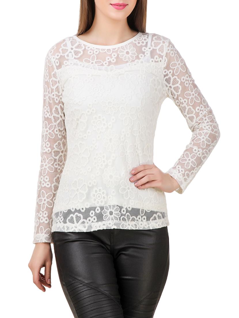 floral embroidered mesh top