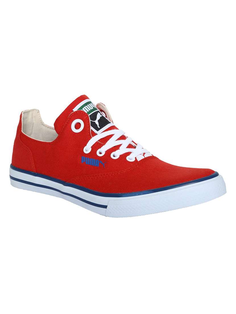 red canvas lace up sneakers