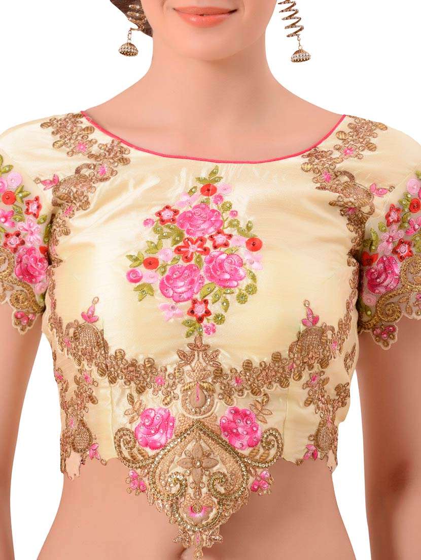 beige art silk embroidered blouse