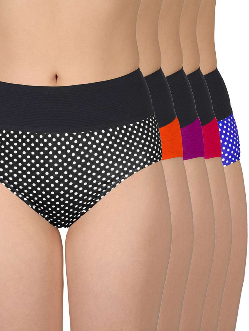 set of 5 multicolored cotton panties