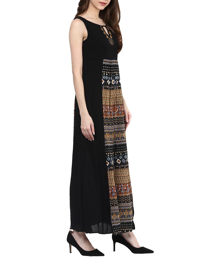 black rayon maxi dress - 13081881 -  Standard Image - 1
