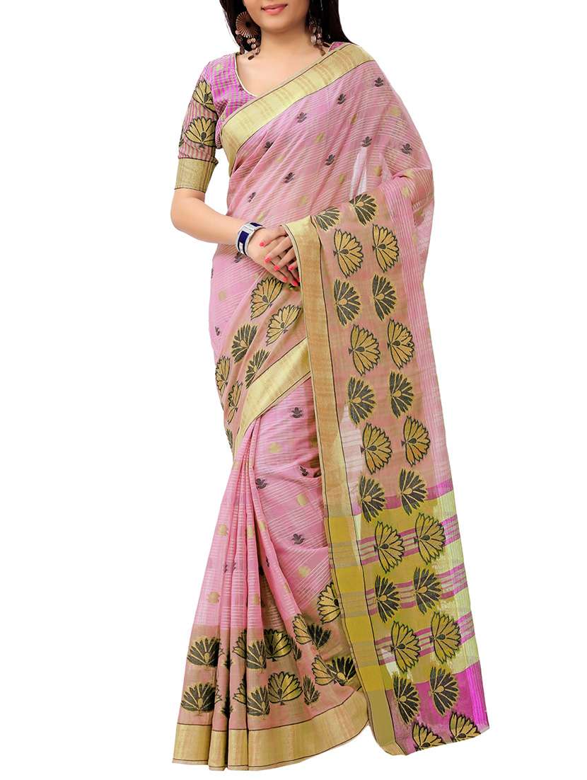 pink cotton chanderi saree with blouse