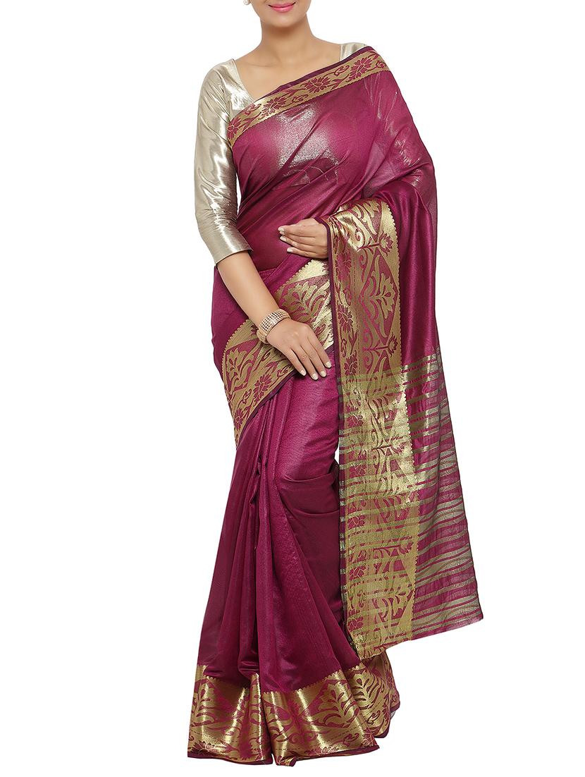 pink color Bordered saree with blouse
