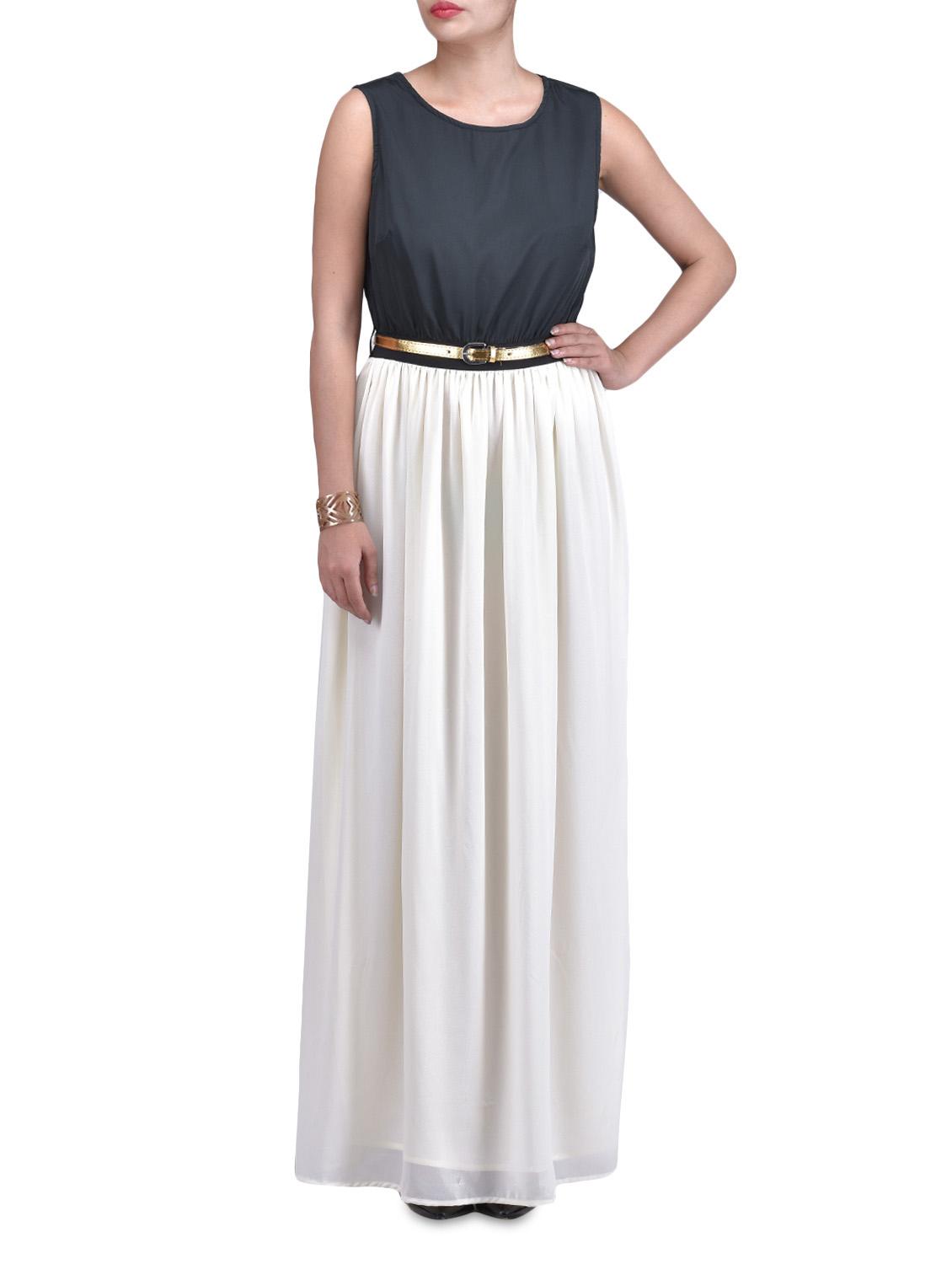 Black And White Sleeveless Maxi Dress - By