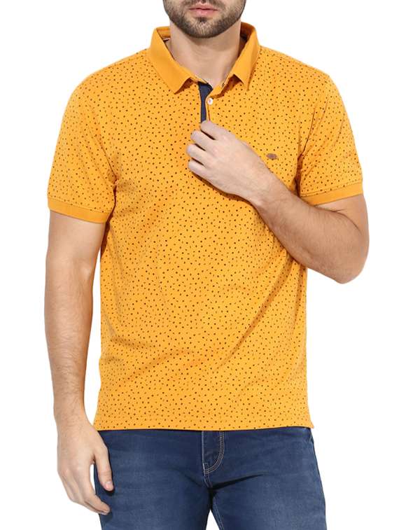 mustard yellow cotton printed t-shirt