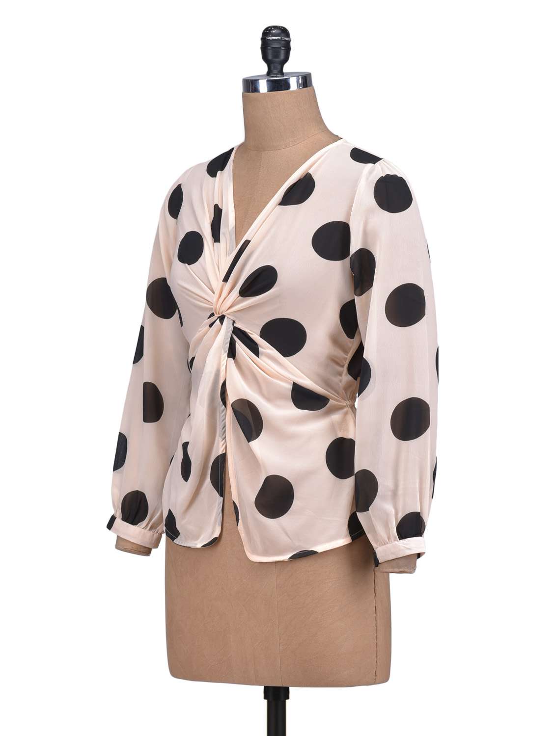 pale peach polka dot knot top - 1308987 - Standard Image - 1