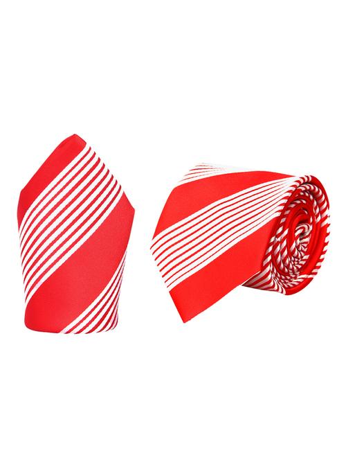 red micro fiber tie and a pocket square - 13092428 -  Standard Image - 0