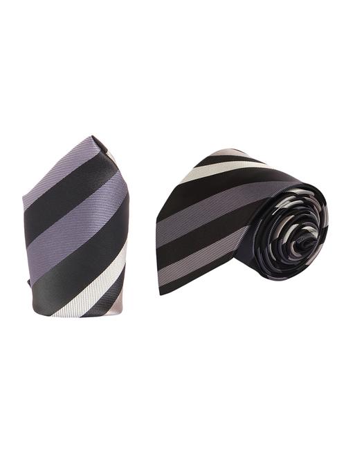 grey micro fiber tie and a pocket square - 13092537 - Standard Image - 0