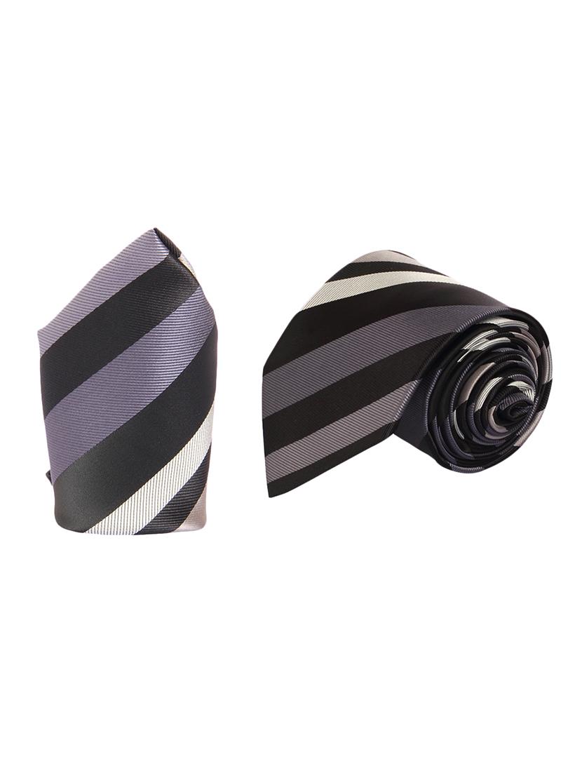 grey micro fiber tie and a pocket square - 13092537 -  Standard Image - 1