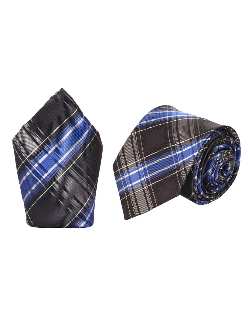 grey micro fiber tie and a pocket square - 13092540 - Standard Image - 1